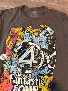 Marvel Fantastic Four Black Graphic Tee with Multicolor Print